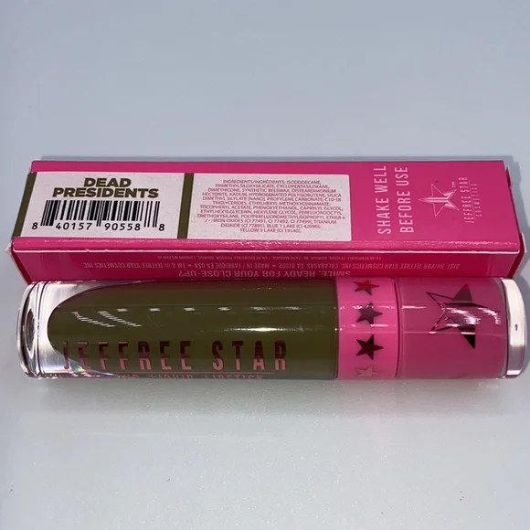 NEW! JEFFREE STAR VELOUR LIQUID Matte LIPSTICK in DEAD PRESIDENTS Army Green - Picture 11 of 16